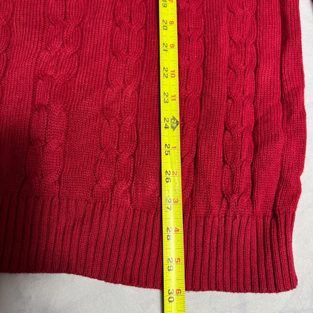 Nautica Mens Pullover Sweater Red Cable Knit Logo Crew Neck Long Sleeve Size 2XL